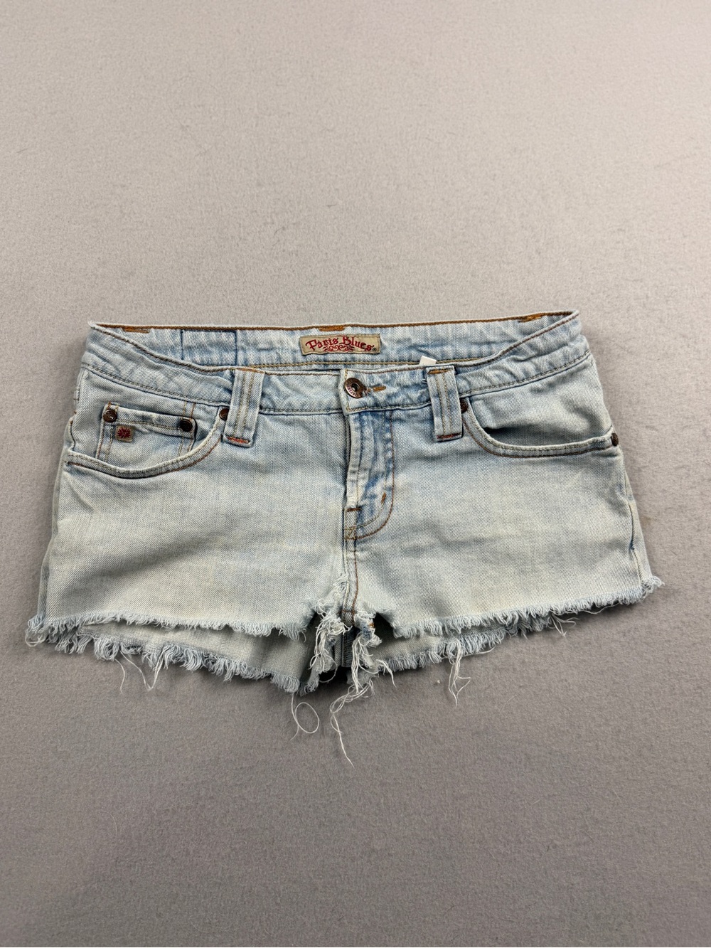 Paris Blues Denim Cutoff Shorts Womens Size 11 Light Wash Low Rise Frayed Y2K